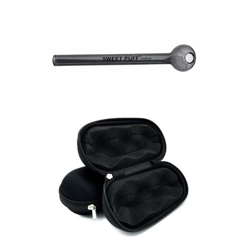 Straight Sweet Puff Glass Pipe & Medium Case Bundle