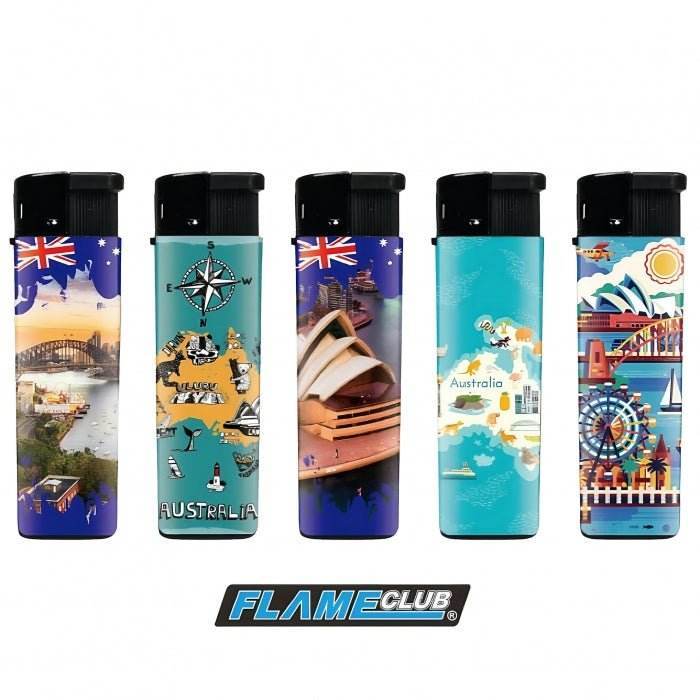 FlameClub Australia Refillable Gas Lighters 5 Pack - Bong Empire