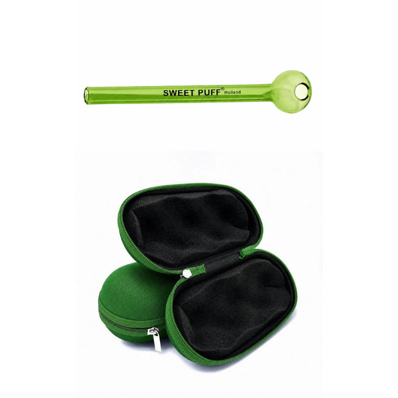 Straight Sweet Puff Glass Pipe & Medium Case Bundle