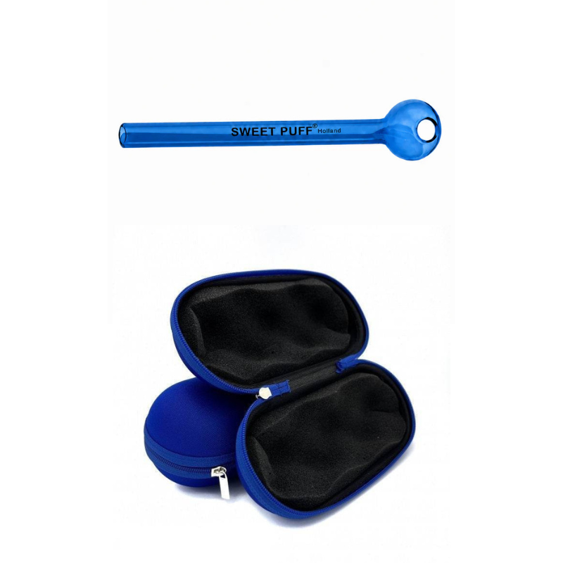 Straight Sweet Puff Glass Pipe & Medium Case Bundle