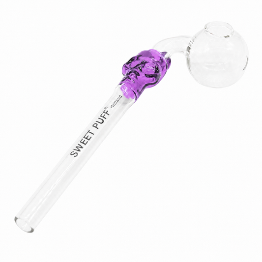 Skull Sweet Puff Glass Pipe 13cm Purple
