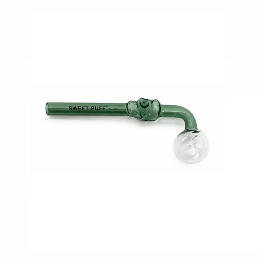 Full Colour Skull Sweet Puff Glass Pipe 14cm Dark Green
