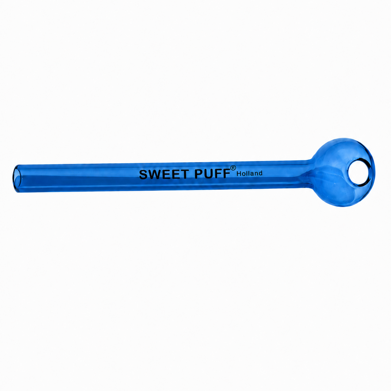 Full Colour Straight Sweet Puff Glass Pipe 12cm Blue