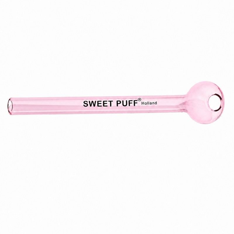 Full Colour Straight Sweet Puff Glass Pipe 12cm Pink