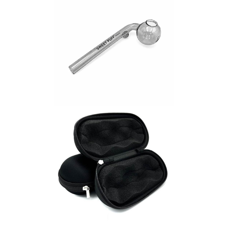 Matching Colour Sweet Puff Glass Pipe & Medium Case Bundle