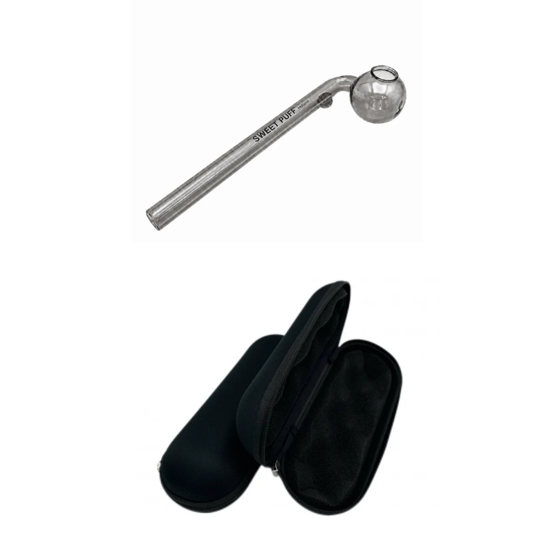 Matching Colour Sweet Puff Glass Pipe & Large Case Bundle