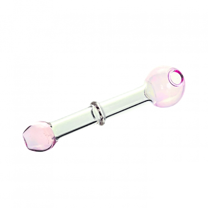 Annular Protrusion Straight Glass Pipe 12cm Pink