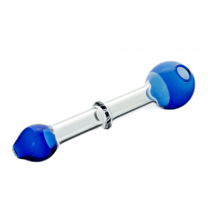 Annular Protrusion Straight Glass Pipe 12cm Blue