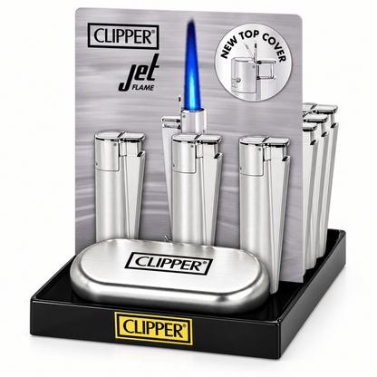 Clipper Metal Jet Lighter With Case Silver