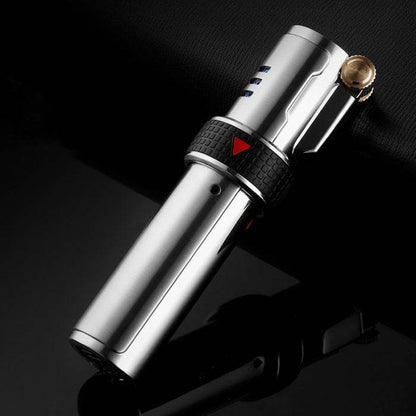 Jobon Butane Triple Flame Flint Jet Lighter Silver - Bong Empire
