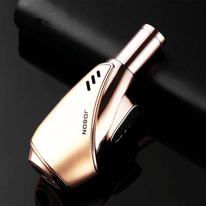 Jobon Vertical Egg Shape Jet Flame Lighter Gold - Bong Empire