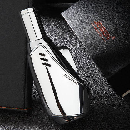 Jobon Vertical Egg Shape Jet Flame Lighter Silver
