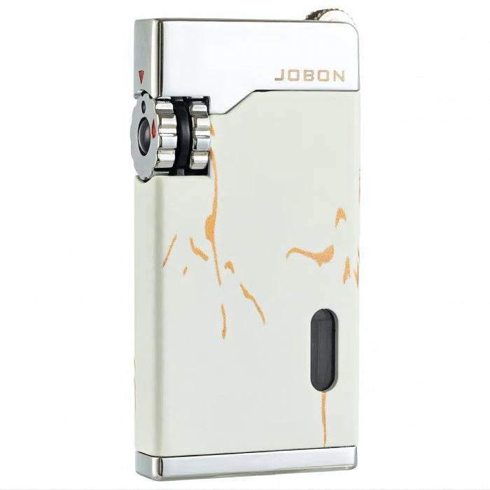 Jobon Double Flame Flint Metal Butane Gas Jet Lighter White - Bong Empire