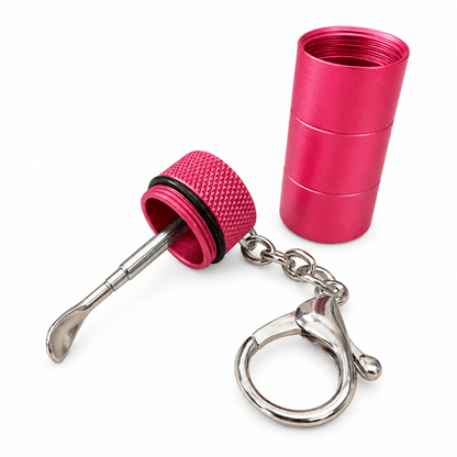 Metal Key Chain Snuff Jar Pink