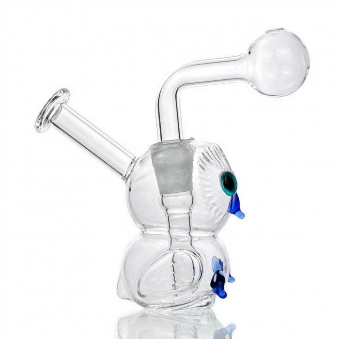 Owl Dual Usage Glass Bubbler Water Pipe 12cm