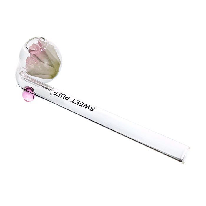 Clear Sweet Puff Glass Pipe Pink Balancer 13cm
