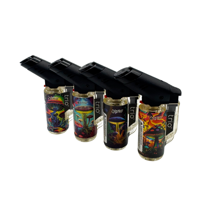 Trio Mushroom Jet Lighter - Refillable Windproof Torch Flame